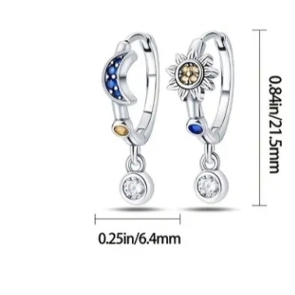 Silver and Gold Celestial Hoop Earrings